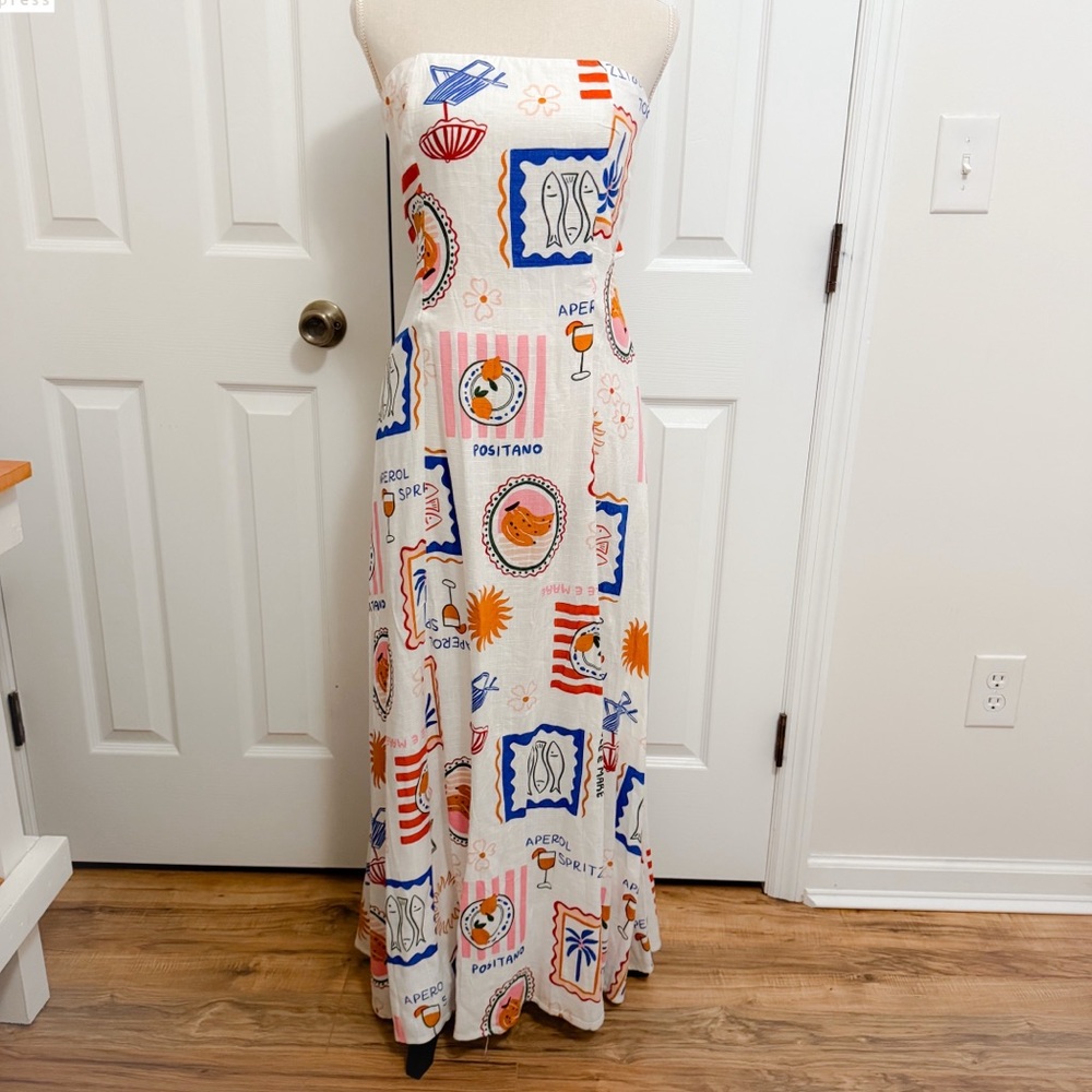 Beautiful Paper Heart Anthro Strapless Maxi Dress NWOT